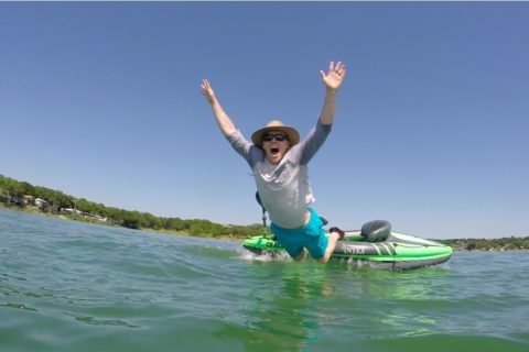 jumping out of kayak